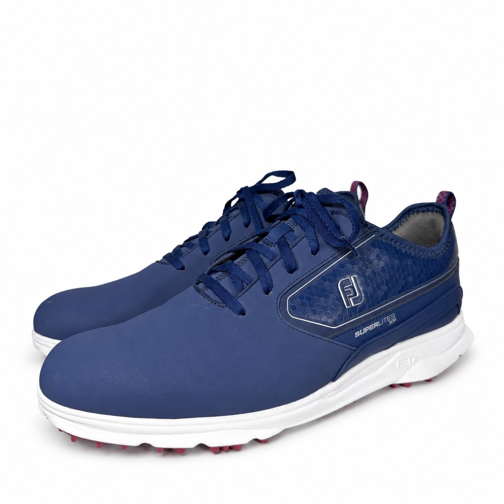 FootJoy SuperLites XP Golf Shoes Mens 10.5 M Navy Blue Red Spikeless 58090